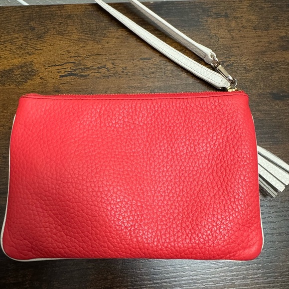Kate Spade Vibrant Red Wristlet with White Trim - Picture 2 of 4